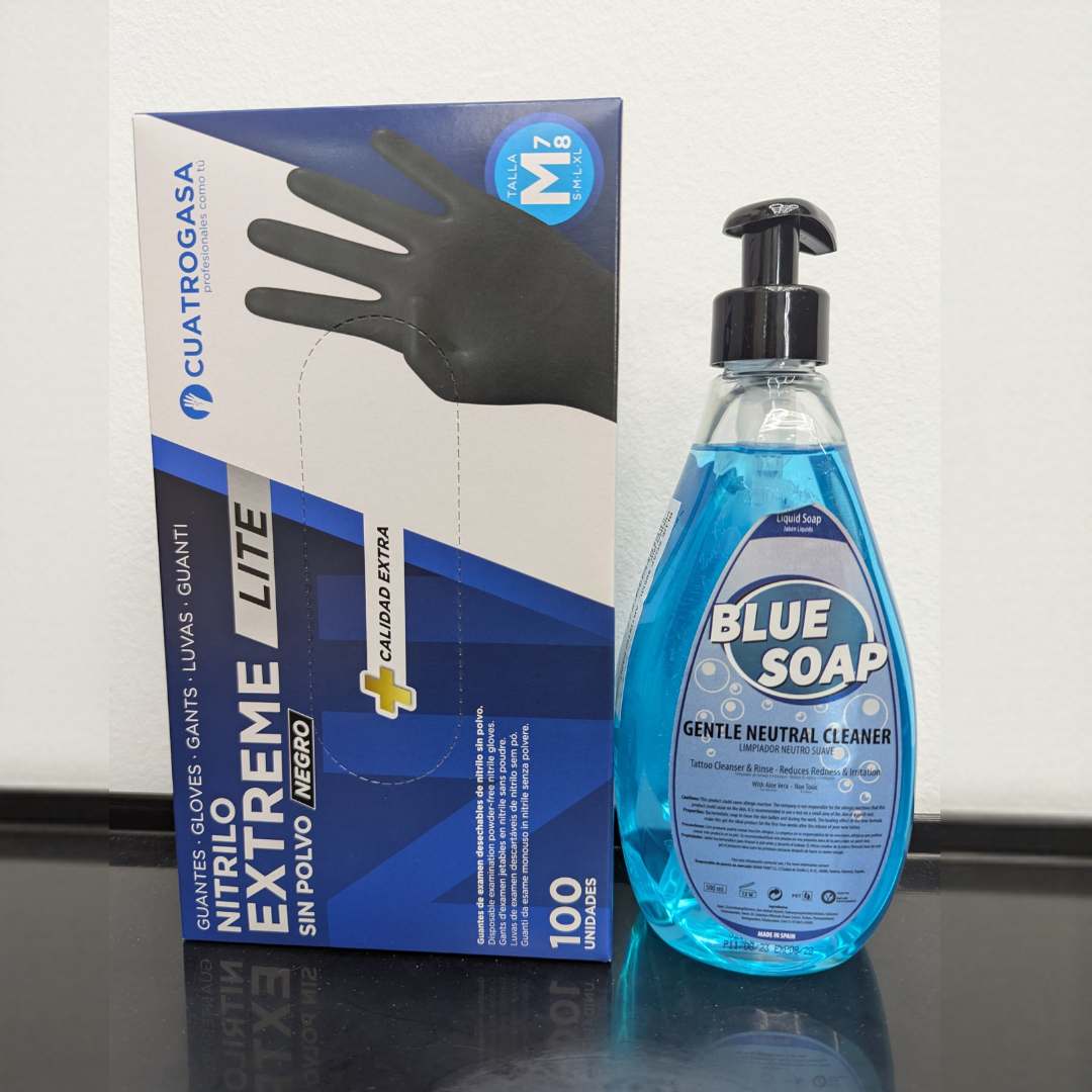 OFERTA Caja de guantes + jabón azul